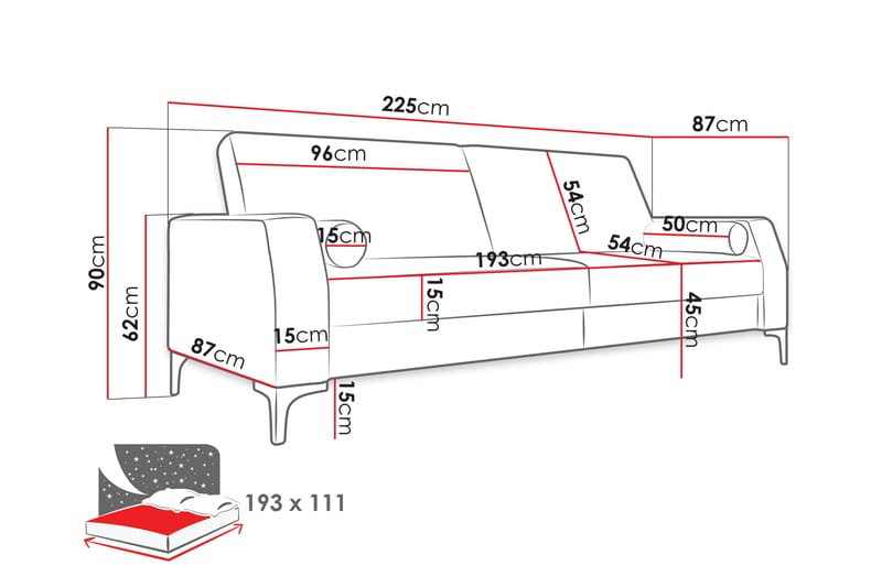 Elinora Sofa 3-seter - Grå - Møbler - Sofaer - 3 seter sofa