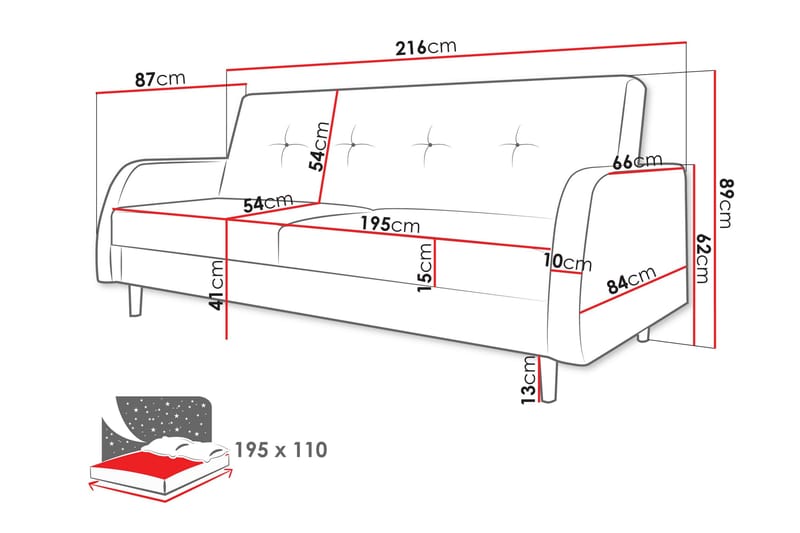 Emaan Sofa 3-seter - Grå - Møbler - Sofaer - 3 seter sofa