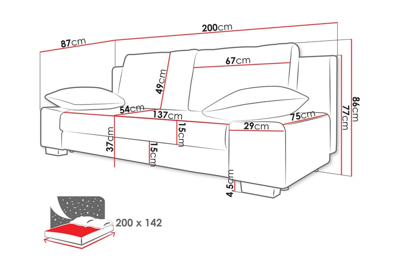 Encinosola Sofa 3-seter - Lys grå/Mørk grå - Møbler - Sofaer - 3 seter sofa