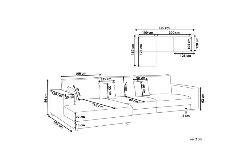 Ersi Hjørnesofa 4-seter - Grå/Svart - Møbler - Sofaer - Hjørnesofaer