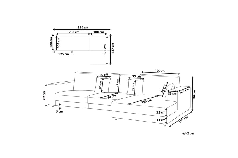 Ersi Hjørnesofa 4-seter - Hvit/Svart - Møbler - Sofaer - Hjørnesofaer