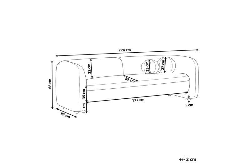 Fabion Sofa 3-seter - Hvit - Møbler - Sofaer - 3 seter sofa