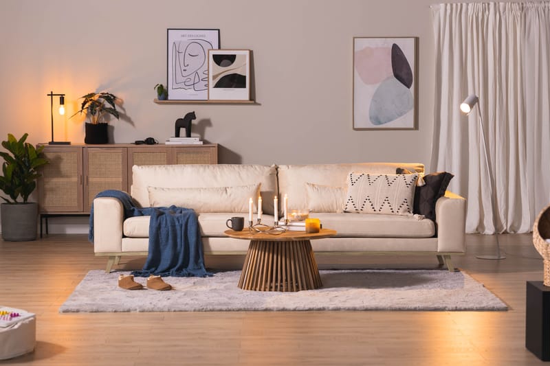 4-seter Sofa Haga Fløyel - Beige - Møbler - Sofaer - Fløyelssofaer