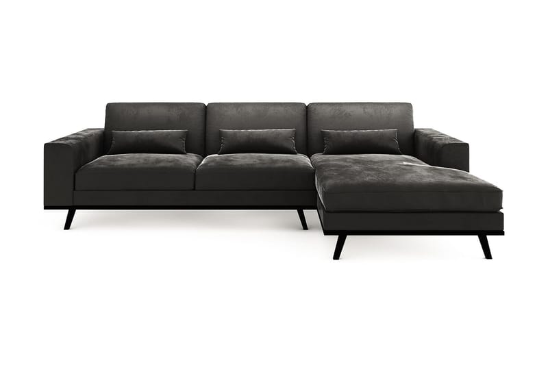 Divansofa Haga Fløyel - Grå - 2 seters sofa med divan - 4 seters sofa med divan - Fløyelssofaer - Skinnsofaer - 3 seters sofa med divan - Sofaer med sjeselong