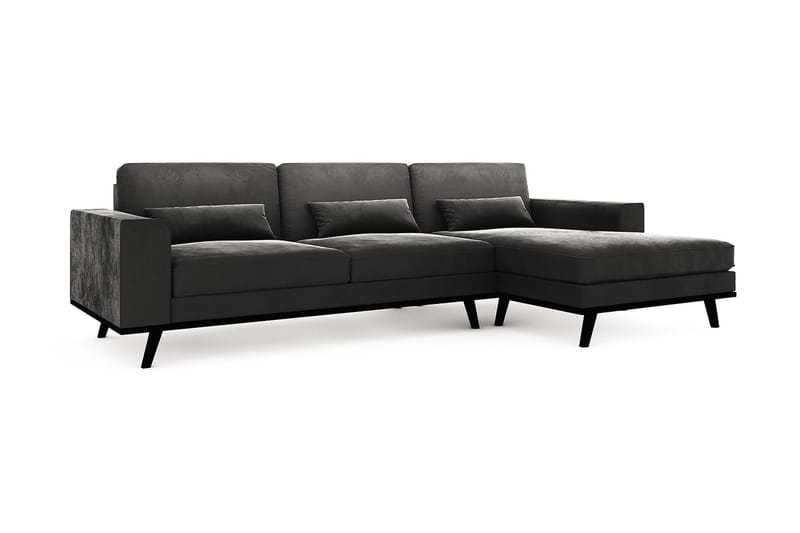Divansofa Haga Fløyel - Grå - 2 seters sofa med divan - 4 seters sofa med divan - Fløyelssofaer - Skinnsofaer - 3 seters sofa med divan - Sofaer med sjeselong