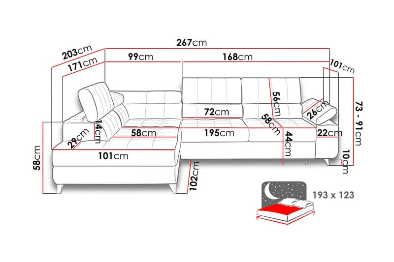 Hjørnesofa Diskind Høyre - Møbler - Sofaer - Fløyelssofaer