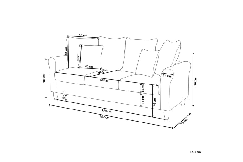 Sofa Hoti Fløyel - Blå - Møbler - Sofaer - Fløyelssofaer