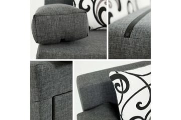 Sofa Rejmyre med Puff - Svart|Grå - Møbler - Sofaer - Sovesofaer - 4 seters sovesofa