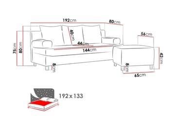 Sofa Rejmyre med Puff - Svart|Grå - Møbler - Sofaer - Sovesofaer - 4 seters sovesofa