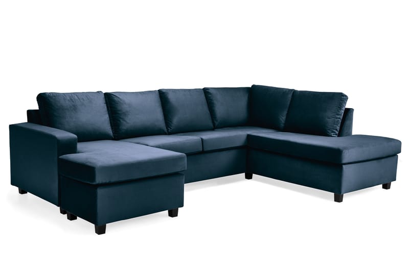 U-sofa Nevada Large Divan Venstre Fløyel - Midnattsblå - Møbler - Sofaer - Fløyelssofaer