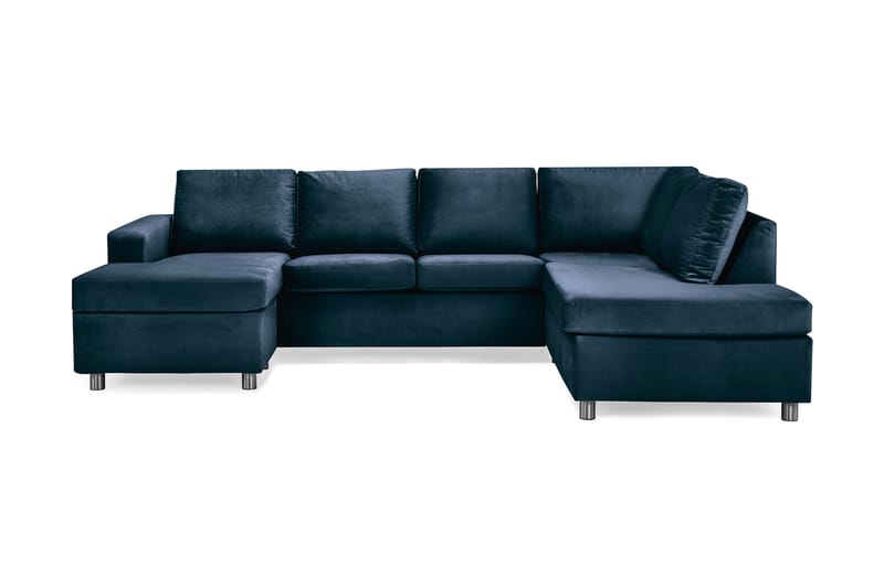 U-sofa Nevada Large Divan Venstre Fløyel - Midnattsblå - Møbler - Sofaer - Fløyelssofaer