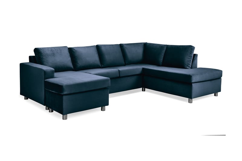 U-sofa Nevada Large Divan Venstre Fløyel - Midnattsblå - Møbler - Sofaer - Fløyelssofaer