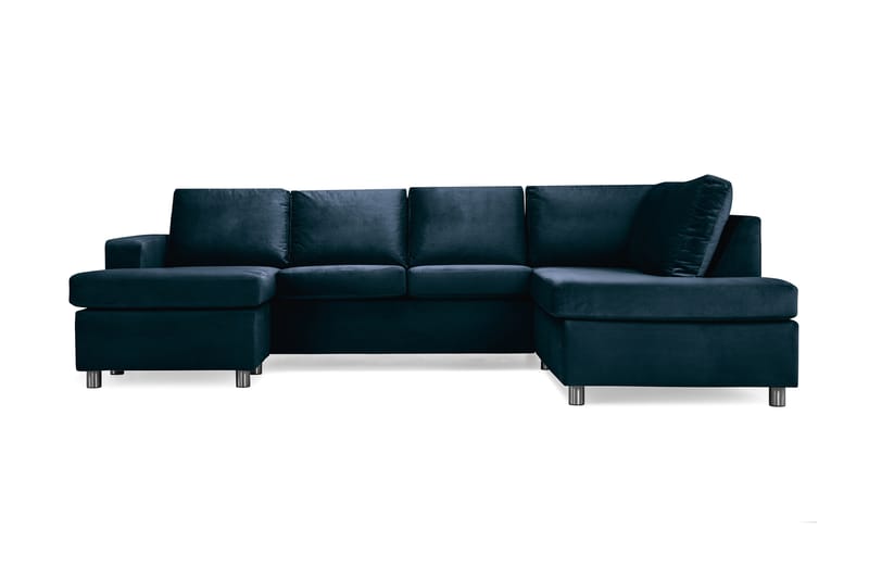 U-sofa Nevada Large Divan Venstre Fløyel - Midnattsblå - Møbler - Sofaer - Fløyelssofaer