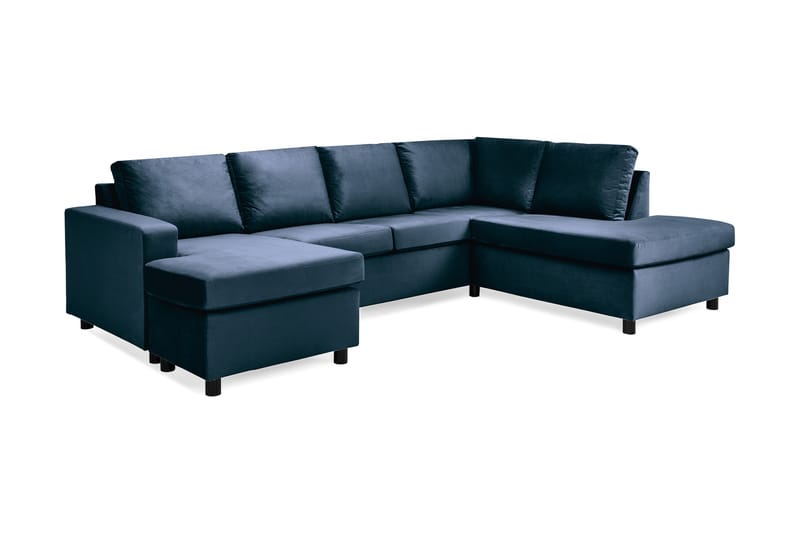 U-sofa Nevada Large Divan Venstre Fløyel - Midnattsblå - Møbler - Sofaer - Fløyelssofaer