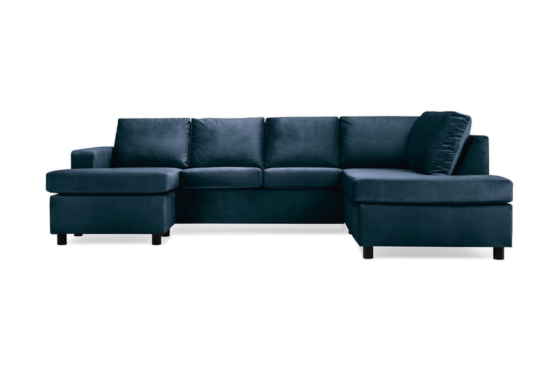 U-sofa Nevada Large Divan Venstre Fløyel - Midnattsblå - Møbler - Sofaer - Fløyelssofaer