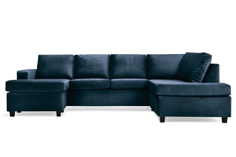 U-sofa Nevada Large Divan Venstre Fløyel - Midnattsblå - Møbler - Sofaer - Fløyelssofaer