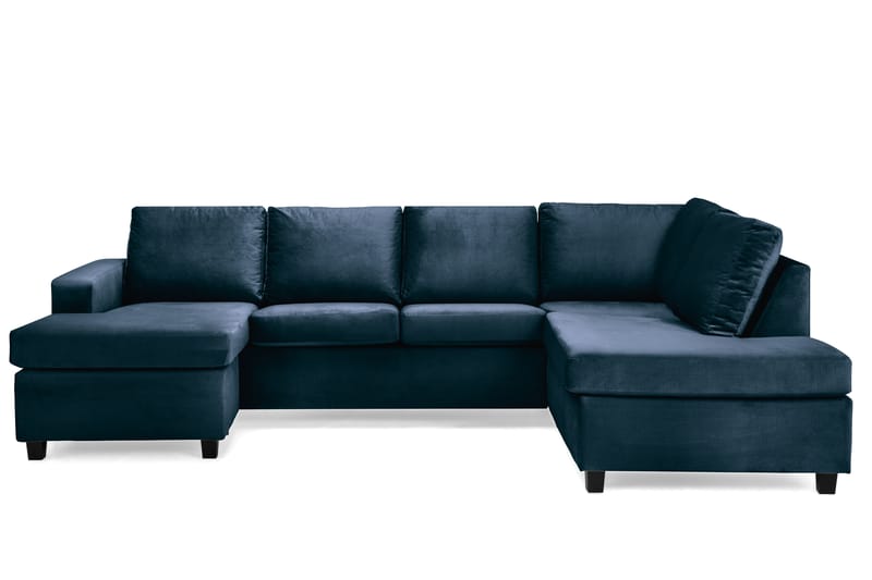 U-sofa Nevada Large Divan Venstre Fløyel - Midnattsblå - Møbler - Sofaer - Fløyelssofaer