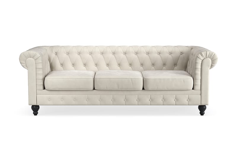 Fløyelssofa Walton Lyx 3-seter - Beige - Møbler - Sofaer - Chesterfield sofaer