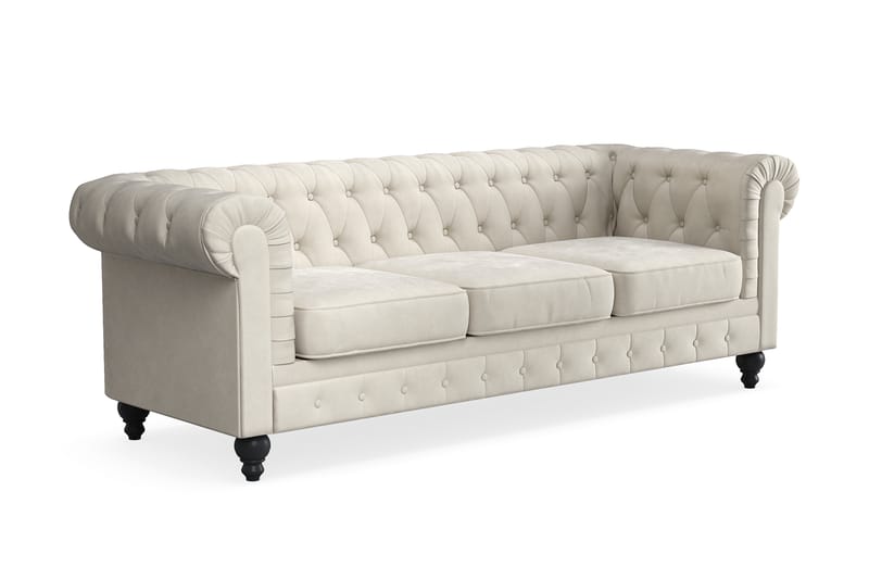 Fløyelssofa Walton Lyx 3-seter - Beige - Møbler - Sofaer - Chesterfield sofaer