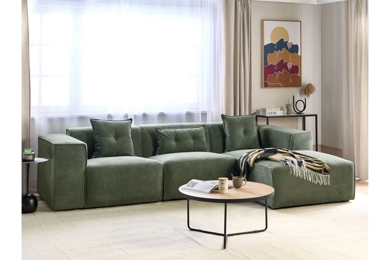 Floriana Hjørnesofa 3-seter - Grønn/Svart - Møbler - Sofaer - Hjørnesofaer