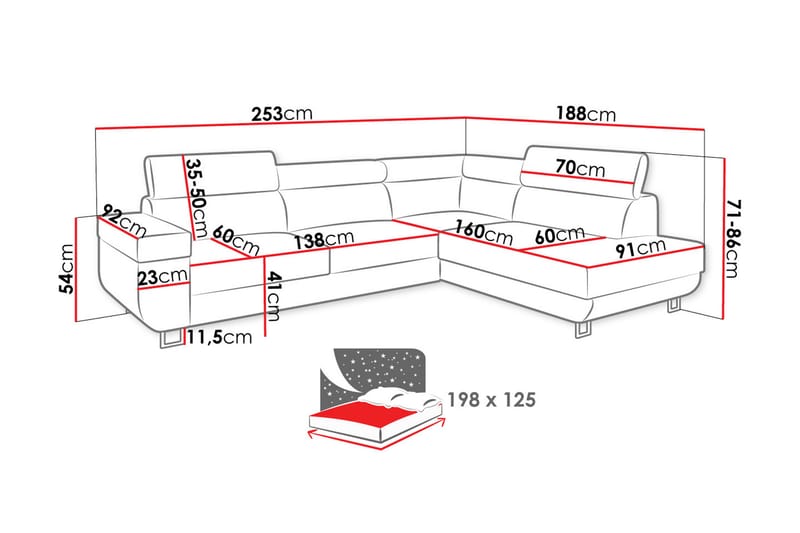 Fonti Sofa med Sjeselong 3-seter - Brun - Møbler - Sofaer - Sofaer med sjeselong - 3 seters sofa med divan