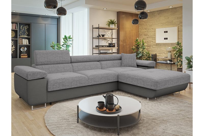 Gabina Sofa med Divan 3-seter - Grå - Møbler - Sofaer - Sofaer med sjeselong - 3 seters sofa med divan