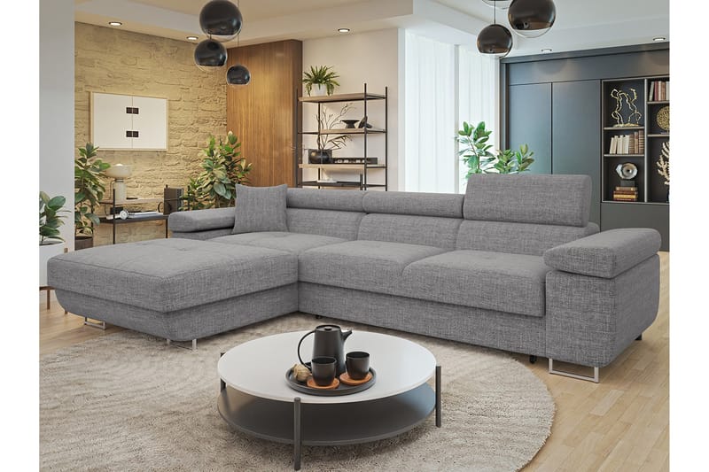 Gabina Sofa med Divan 3-seter - Grå - Møbler - Sofaer - Sofaer med sjeselong - 3 seters sofa med divan