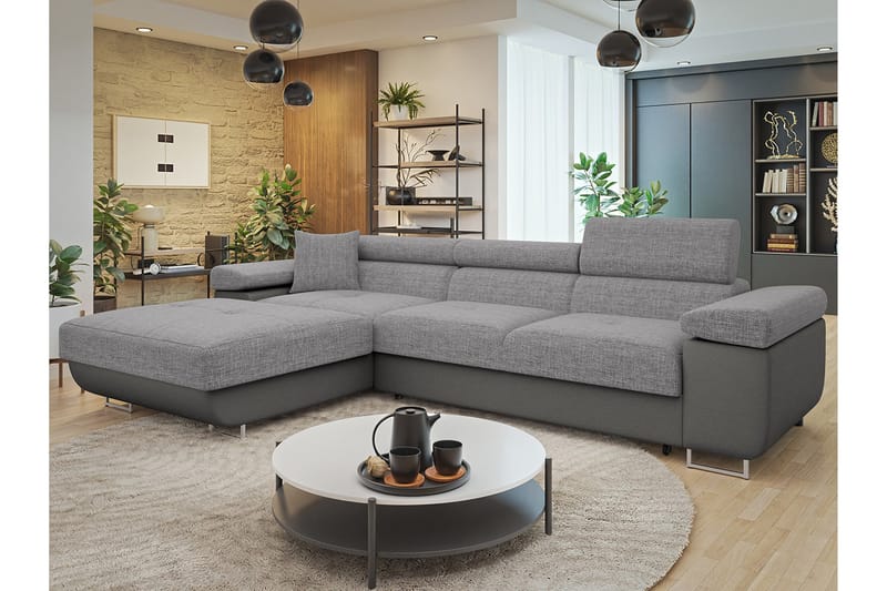 Gabina Sofa med Divan 3-seter - Grå - Møbler - Sofaer - Sofaer med sjeselong - 3 seters sofa med divan