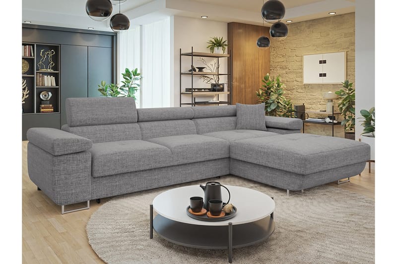 Gabina Sofa med Divan 3-seter - Grå - Møbler - Sofaer - Sofaer med sjeselong - 3 seters sofa med divan