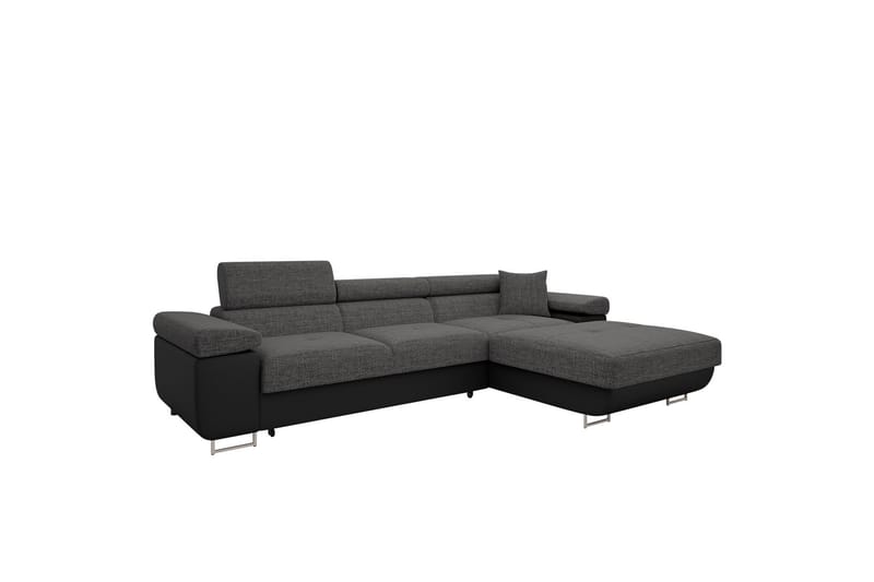 Gabina Sofa med Divan 3-seter - Grå/Svart - Møbler - Sofaer - Sofaer med sjeselong - 3 seters sofa med divan