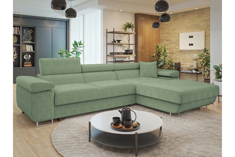 Gabina Sofa med Divan 3-seter - Grønn - Møbler - Sofaer - Sofaer med sjeselong - 3 seters sofa med divan