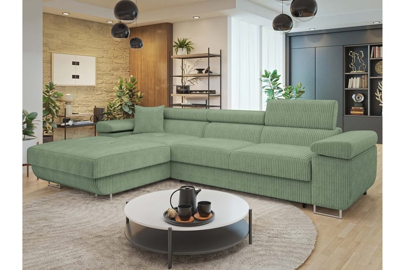 Gabina Sofa med Divan 3-seter - Grønn - Møbler - Sofaer - Sofaer med sjeselong - 3 seters sofa med divan