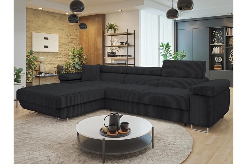 Gabina Sofa med Divan 3-seter - Mørk grå - Møbler - Sofaer - Sofaer med sjeselong - 3 seters sofa med divan