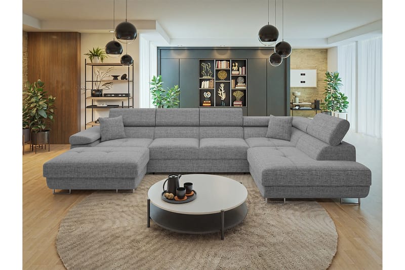 Gabina Sofa med Divan og Sjeselong 4-seter - Grå - Møbler - Sofaer - Sofaer med sjeselong - 4 seters sofa med divan