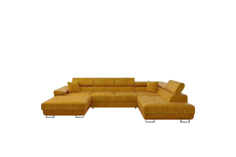 Gabina Sofa med Divan og Sjeselong 4-seter - Gul - Møbler - Sofaer - Sofaer med sjeselong - 4 seters sofa med divan