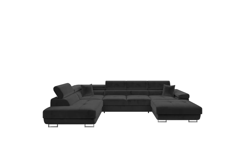 Gabina Sofa med Divan og Sjeselong 4-seter - Svart - Møbler - Sofaer - Sofaer med sjeselong - 4 seters sofa med divan