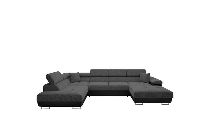 Gabina Sofa med Divan og Sjeselong 4-seter - Svart/Grå - Møbler - Sofaer - Sofaer med sjeselong - 4 seters sofa med divan