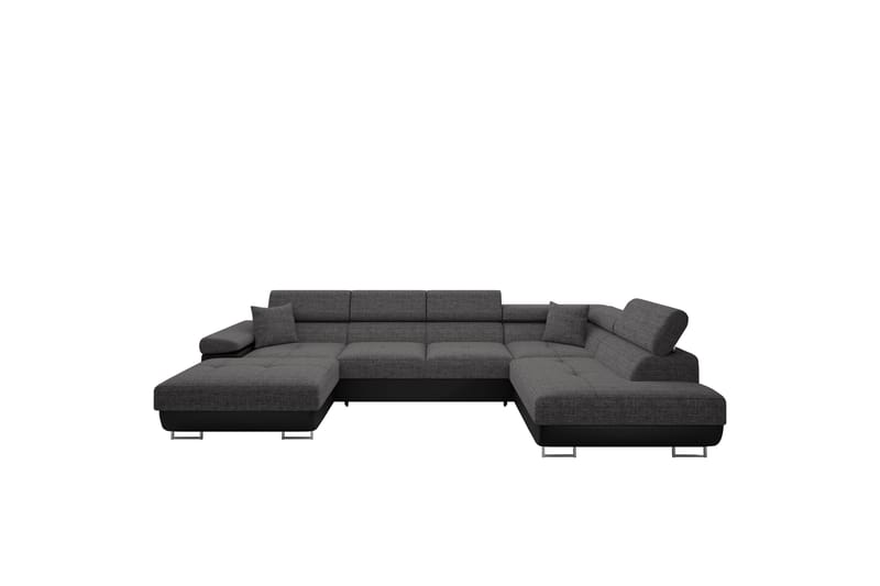 Gabina Sofa med Divan og Sjeselong 4-seter - Svart/Grå - Møbler - Sofaer - Sofaer med sjeselong - 4 seters sofa med divan