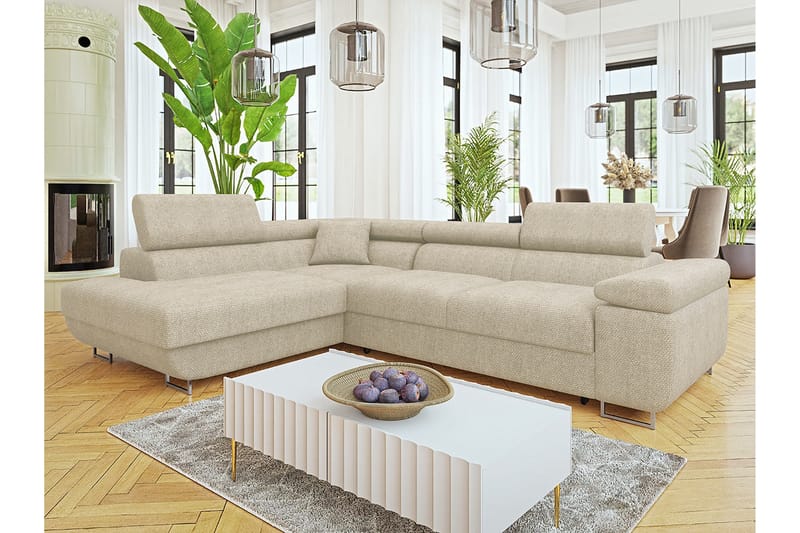 Gabina Sofa med Sjeselong 3-seter - Beige - Møbler - Sofaer - Sofaer med sjeselong - 3 seters sofa med divan