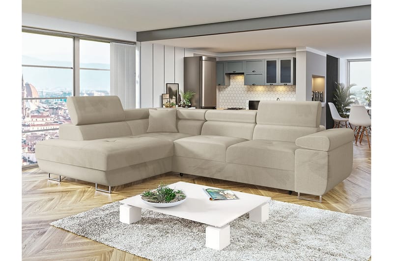 Gabina Sofa med Sjeselong 3-seter - Beige - Møbler - Sofaer - Sofaer med sjeselong - 3 seters sofa med divan