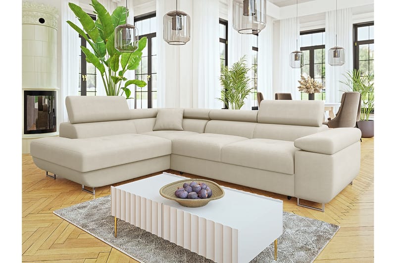 Gabina Sofa med Sjeselong 3-seter - Beige - Møbler - Sofaer - Sofaer med sjeselong - 3 seters sofa med divan