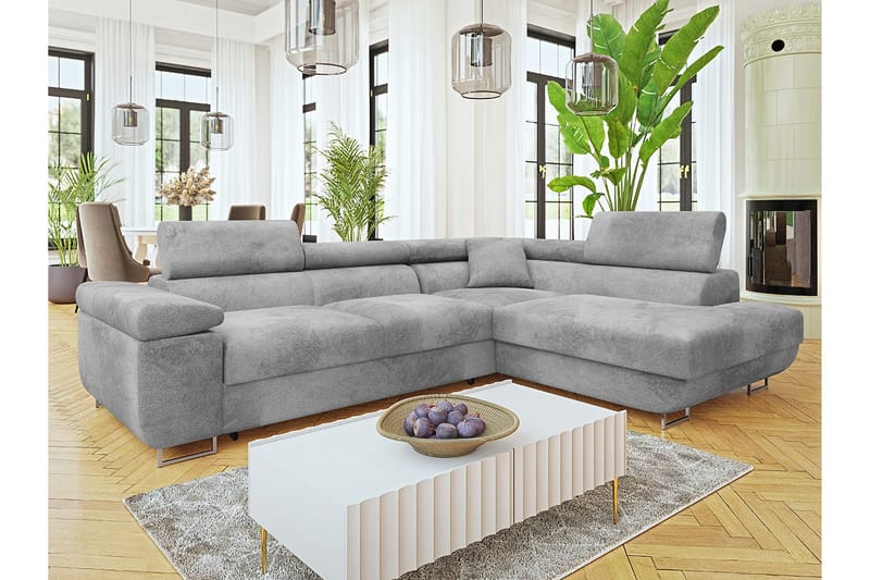 Gabina Sofa med Sjeselong 3-seter - Grå - Møbler - Sofaer - Sofaer med sjeselong - 3 seters sofa med divan