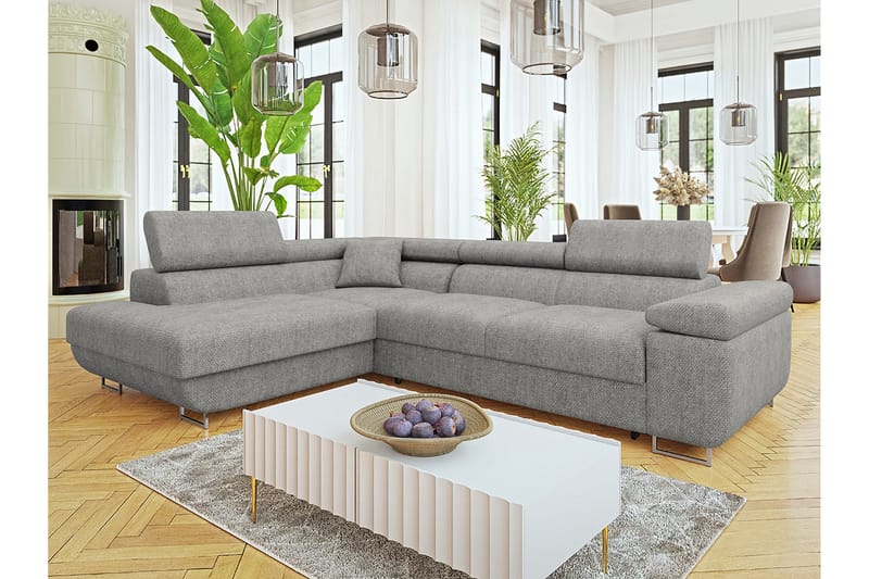 Gabina Sofa med Sjeselong 3-seter - Grå - Møbler - Sofaer - Sofaer med sjeselong - 3 seters sofa med divan