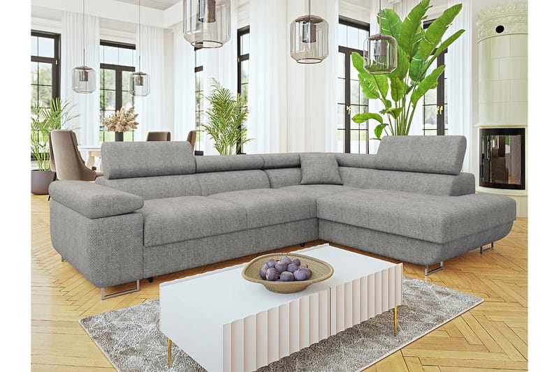 Gabina Sofa med Sjeselong 3-seter - Grå - Møbler - Sofaer - Sofaer med sjeselong - 3 seters sofa med divan