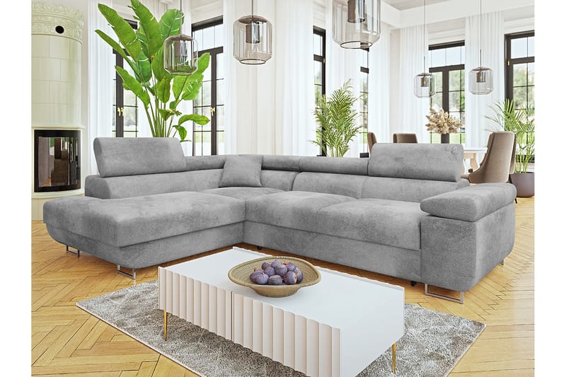 Gabina Sofa med Sjeselong 3-seter - Grå - Møbler - Sofaer - Sofaer med sjeselong - 3 seters sofa med divan