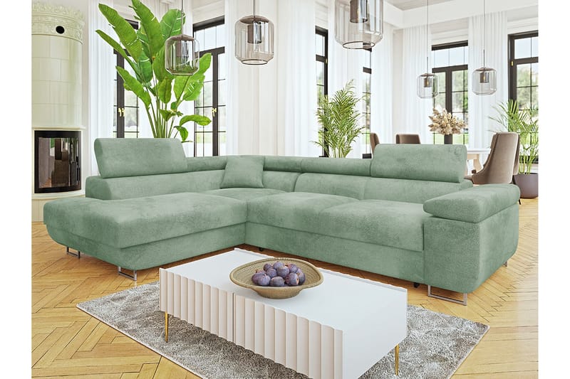 Gabina Sofa med Sjeselong 3-seter - Grønn - Møbler - Sofaer - Sofaer med sjeselong - 3 seters sofa med divan