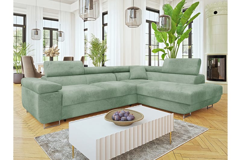 Gabina Sofa med Sjeselong 3-seter - Grønn - Møbler - Sofaer - Sofaer med sjeselong - 3 seters sofa med divan