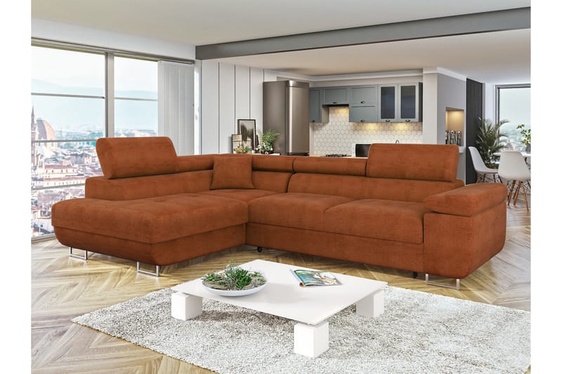 Gabina Sofa med Sjeselong 3-seter - Oransje - Møbler - Sofaer - Sofaer med sjeselong - 3 seters sofa med divan