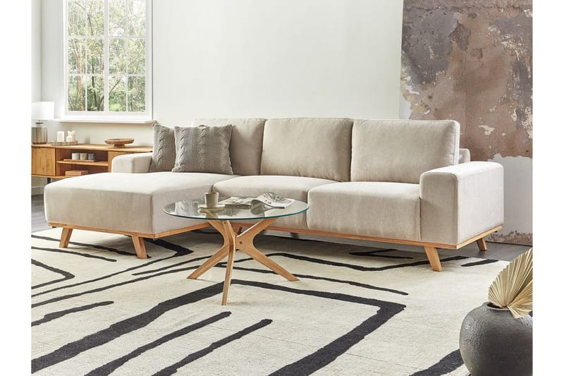 Gaines Hjørnesofa 3-seter - Beige/Lyst tre - Møbler - Sofaer - Hjørnesofaer