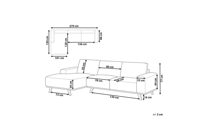 Gaines Hjørnesofa 3-seter - Beige/Lyst tre - Møbler - Sofaer - Hjørnesofaer